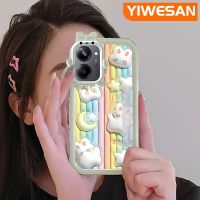 YIWESAN เคสสำหรับ Realme 10 Realme 10 Pro Plus 5G,เคสโทรศัพท์ป้องกันเลนส์กล้องลายการ์ตูนสัตว์ประหลาดน้อยนิ่มกันกระแทก3D น่ารักเคสมือถือกระต่ายดาวสีรุ้ง