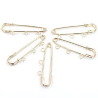 100Pcs Safety Pins Brooches Connectors Alloy 3 Holes Bronze Gold Silver Plated For Sewing Apparel Jewelry DIY Finding 5cm5.7cm