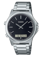 นาฬิกาข้อมือผู้ชายคาสิโอ Casio Standard Silver สายแสตนเลสสีเงิน หน้าปัดน้ำเงิน รุ่น MTP-VC01D-1EUDF, MTP-VC01D-1E, MTP-VC01D