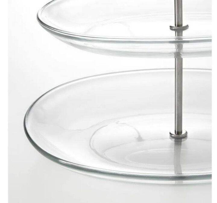 kvittera-serving-stand-three-tiers-clear-glass-stainless-steel-ควิทเทียร่า-จานเสิร์ฟ-3-ชั้น-แก้วใส-สแตนเลส