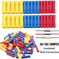 ☇◎ 10/50/100pcs Assorted Insulated Crimp Terminals Electrical Wire Cable Butt Connectors Crimping Terminal BV1.25 BV2.5 BV5.5