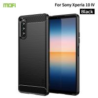 สำหรับ Sony Xperia 10 IV MOFI Gentleness Series เคส TPU นิ่มคาร์บอนไฟเบอร์เนื้อลายขนแปรง (สีดำ) (มีในสต็อก)