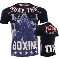 T SHIRT -  Muay Thai boxing shirts gymnastics T-shirt Sanda mens sports shirts MMA Rashguard Jiu Jitsu Fitness