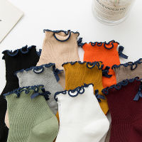 Kawaii Bow-knot Frilled Ruffles Ankle Socks Cotton ashion Japanese Spring Lovely Ladies Socks Solid Girls Novelty Non Slip Short Socks