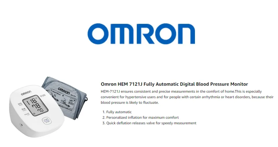 Omron HEM 7121J Fully Automatic Digital Blood Pressure Monitor