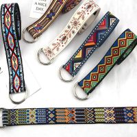 【YF】 Men Ethnic Buckle Waistband Weave Waist Band Canvas Braided