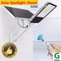 SOLAR STREET LIGHT 50W+ STAND โคมไฟถนนโซล่าร์เซลล์ 50 Watt+ พร้อมขายึดแผงโซล่าร์กับเสาไฟ และรีโมทคอนโทรล