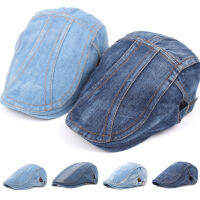 2022ฤดูใบไม้ร่วงกางเกงยีนส์ Beret หมวกสำหรับชายหญิง Casual Unisex Denim Beret หมวกติดตั้ง Sun Cabbie หมวกแบน Gorras