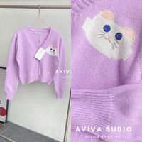 เสื้อคลุมคาร์ดิแกนน้องแมว?korea style สุดน่ารักแต่งกระดุมมุก?ป้ายAVIVA