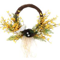 Artificial Birds Wreath Forsythia Wreath for Front Door Wall Window Wedding Rustic Festival Party Home Decorations