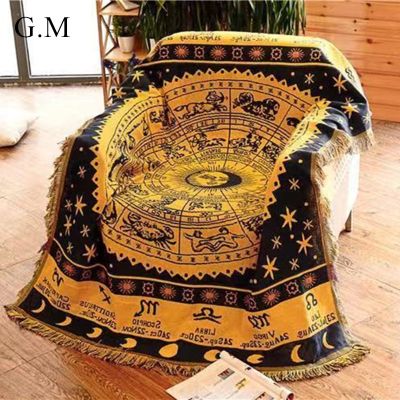 【CW】㍿﹍  Europe Knitted Tassel Blanket Sofa Cover Bed Tablecloth Outdoor Camping Rug