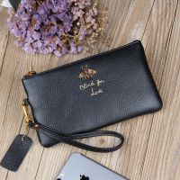 【CC】 Leather Wallet Fashion Zippers Coin Purse bee Female Clutch Ladies Real Big Capacity