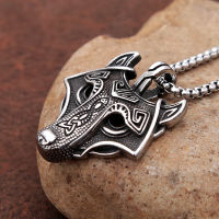 Vintage Celtics Knot Viking Wolf Head Necklace for Men Stainless Steel Amulet Pendant Nordic Myth Scandinavian Male Jewelry Gift