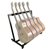 [ammoon]Multi Guitar Stand 5 Holder Foldable Display Rack Black for Classical Acoustic, Electric, Bass Guitar