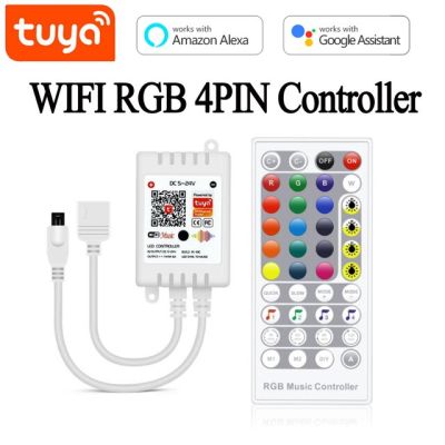 Tuya ไฟแถบไฟ Led Led Wifi Rgb 12V รีโมทคอนโทรลทำงานสำหรับ Alexa Echo Google Home Sakelar Peredup