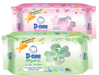 ทิชชู่เปียก D-nee Organic ดีนี่ เบบี้ไวพ์ นิวบอร์น สูตรอ่อนโยนจากธรรมชาติ สำหรับทารก 80 แผ่น