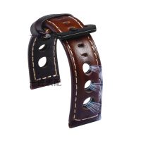 General leather strap and strap brown head layer three 20/22/24 mm hole breathable strap boat-fruited sterculia clasp