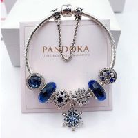 Live Pandora _925 Silver Blue Ocean หัวใจหน้าอกแฟนของขวัญวันหยุดกล่องของขวัญวันเกิด