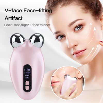 EMS Face Lifting Microcurrent Roller Massager Electric Facial Massage Device Spa V Shaped Face Anti Wrinkle Reduce Double Chin