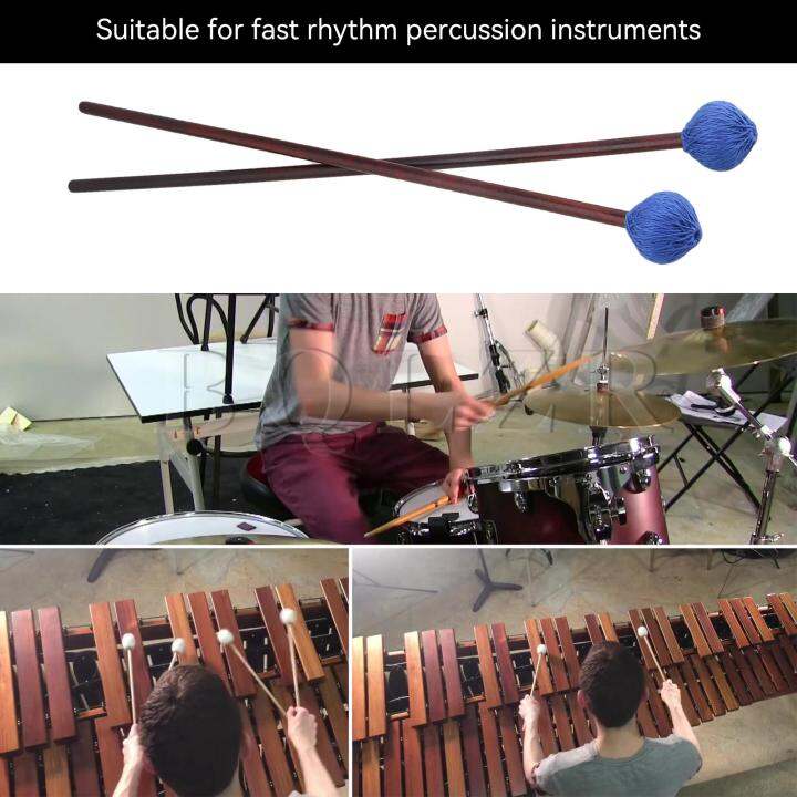 marimba-mallet-34มม-หัวด้ายแข็งยาว16-77นิ้วสำหรับเครื่องเคาะสีน้ำเงินชุด2ชิ้น