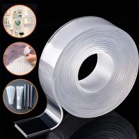 1/2/3/5M Home Reusable Tape Double Sided Adhesive Face Super Strong Traceless Nano Glue Kitchen Gadget Transparent Tape 70% Adhesives Tape