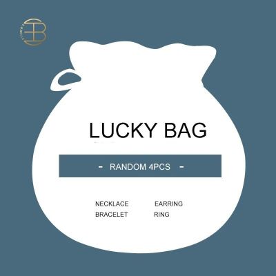 【lz】♙  Suprise lucky saco extra valor refeição 3 pçs colar brinco anel conjunto