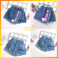 With wholesale s rinting s Lahore leg denim overalls denim overalls short pants kids short skirt s Lahore pin short denim overalls for children age galaxy5-6 years