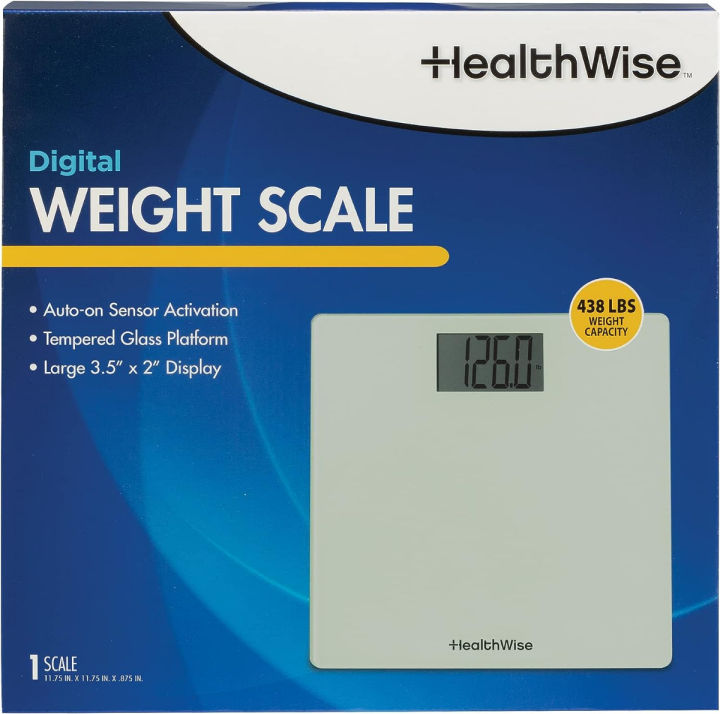 healthwise-digital-weight-scale-438-lbs-199-kg-capacity-tempered-glass-auto-on-quick-accurate-body-weight-measurements-measurement-modes-lbs-kg-or-st