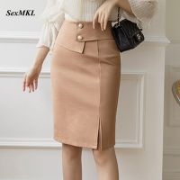 Plus Size Pencil Black Skirts Women 2021 Korean Fashion Clothing Elegant High Wiast Bodycon Skirt y Office Midi Mujer Faldas