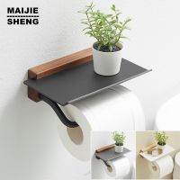 Wood Toilet Paper Holder Bathroom Wall Mount WC Paper Phone Holder Shelf Towel Roll shelf Accessories Roll Holder Toilet Roll Holders