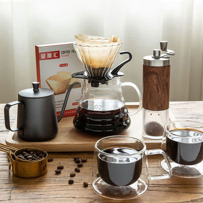 ชุดดริปกาแฟ V60 กาดริปกาแฟ ดริปกาแฟ หม้อต้มกาแฟ ทำจากแก้ว มีฝาปิด 300/500ml Dripper Coffee Set (No.270)