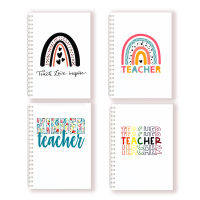 Teach Love Inspire - Spiral Notebook Rainbow Note Book Writing Pad Journal Teacher Life Day Gift Appreciation Floral Design DIY