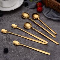 4PCS Coffee Spoon Gold Stainless Steel Tea Spoon For Dessert Small Coffee Scoop Mixer Stirring Bar Spoon Kitchen Tableware