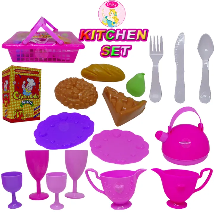 Daisy Kitchen Set in Basket RIC (8435DA) Raion Roleplay Pretend Playset