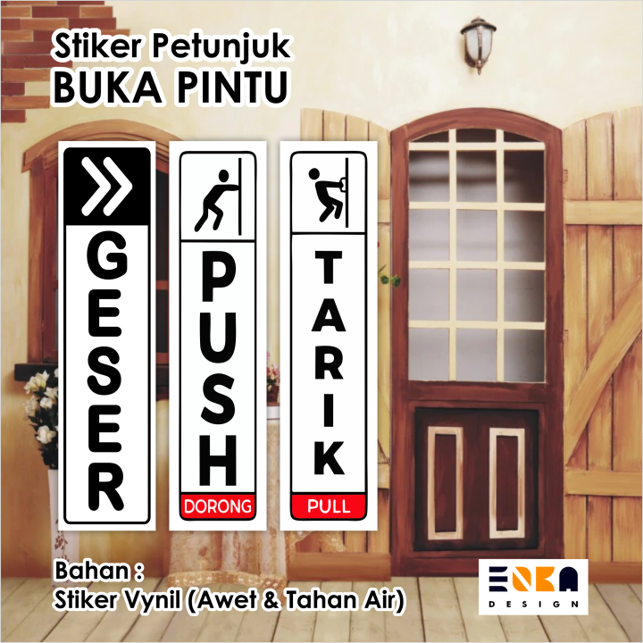 Akrilik Sticker Stiker Buka Pintu Push Pull Dorong Tarik Geser 1 Pasang Bahan Vinyl 3614