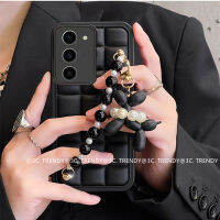 Phone Case เคส Samsung Galaxy S23 S22 + Ultra 5G A04 A04e A04s A03 A03s A02 A02s กระดานหมากรุกสีดำไข่มุกแฟชั่นสร้อยข้อมือสุนัขฝาหลังนิ่ม2023