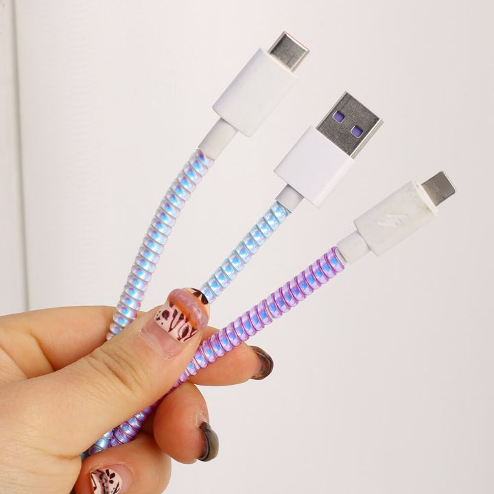 140cm-laser-color-spiral-cable-protector-universal-charger-headphone-cord-saver-for-usb-data-cables-wire-winder-wrap-cover