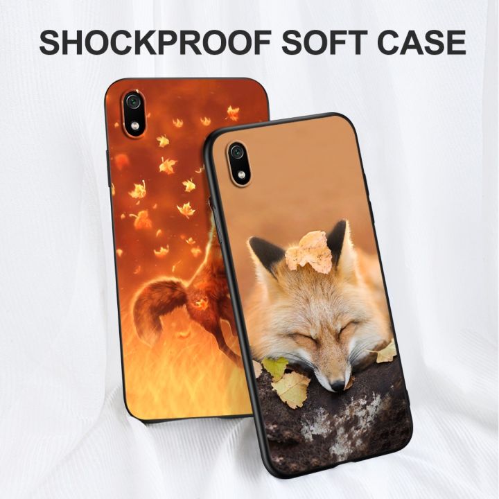 classy-for-xiaomi-redmi-7a-case-soft-silicon-phone-cover-for-redmi-7a-black-tpu-case-fox-autumn-leaves