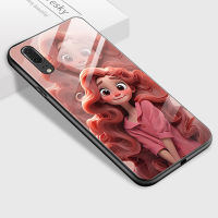 Mop Mall สำหรับ Huawei P20 P20 P20 Pro เคสเคสกันกระแทกลายการ์ตูนเจ้าหญิงยิ้มเคสโทรศัพท์กระจกเทมเปอร์เรียบนุ่ม