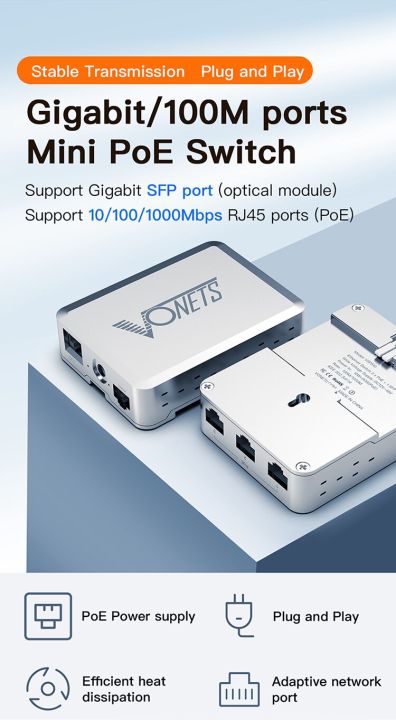 vonets-gigabit-switch-1000m-poe-5พอร์ต-gigabit-สวิตช์-jhj3825-vsp510โลหะแบบปลั๊กแอนด์เพลย์แบบตัวแยกอีเธอร์เน็ตสวิตช์เครือข่ายอีเธอร์เน็ต