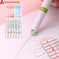 LANYUCHUANG 6PCS เครื่องใช้ในสำนักงาน เครื่องเขียนศิลปะ ไฮไลท์เน้นข้อความ ดอกไม้-รูปร่าง เส้นโค้งเส้น สีสันสดใส ปากกาเน้นข้อความโค้ง หลายรูปทรง รวมแบบบูรณาการ ปากกามาร์กเกอร์