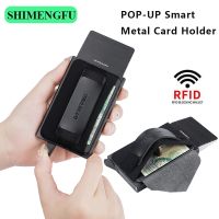 Anti-theft ID Credit Card Holder Minimalist Porte Carte Pop Up Aluminium Metal Wallet Pocket Case Bank Women Men Credit Card Box Card Holders