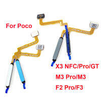 เซ็นเซอร์ลายนิ้วมือปุ่มเปิดปิดเครื่องโค้งนิ้วพิมพ์สำหรับ X3 Poco NFC Pro GT F2 M3 F3