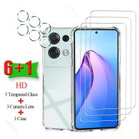 （misty shop）6 1กระจกนิรภัยติดกาวทั่วทั้งแผ่นป้องกันหน้าจอสำหรับ Oppo Reno 8 Pro,เคสซิลิโคนนิ่มฝาครอบกล้องสำหรับ OPPO Reno 8Pro CPH2357 6.7