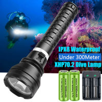 IPX8ไฟฉายดำน้ำกันน้ำ XHP70. 2 LED ดำน้ำโคมไฟมืออาชีพดำน้ำไฟฉาย spearfishing ใต้น้ำ lanternal