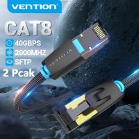 Vention 2แพ็ค Cat8อีเธอร์เน็ตสายเคเบิ้ลไนล่อนถัก40Gbps 2000Mhz SFTP สายต่ออินเทอร์เน็ตสำหรับเราเตอร์โมเด็มเกมสายเชื่อมต่อเครือข่าย