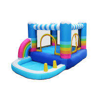 Inflatable Water Park Bounce House Trampoline Castle for Kids Jump Rainbow Bouncer Pool without Air Blower