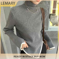 Lemary 2023สเวตเตอร์แขนด้านข้างยาวคอสูงสำหรับผู้หญิง,เสื้อกันหนาวฤดูใบไม้ร่วงและฤดูหนาวแฟชั่นแขนยาว