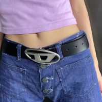 PU Leather Belt for Women Letter D Metal Snap Buckle Belts Fashion Dress 1.1" Width Uniform Waist Belt Jeans Strap Waistband Belts