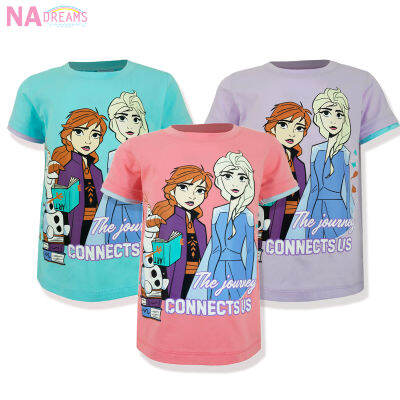 Disney Frozen เสื้อคอกลม ผ้าคอตตอนผสมสแปนเด็กซ์ ลายโฟรสเซ่น เนื้อผ้าดีนุ่มมาก จาก NADreams รุ่นเด็ก 3 -10 ขวบ